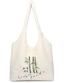 Fluffy Tote Bag for Women Girls, Kawaii Purse Cute Tote Bag Aesthetic, Soft Plush Shoulder Bag with Inner Pocket