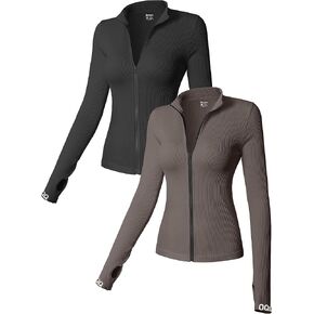 OQQ Womens 2 Piece Long Sleeve Tops Stand Neck Front Zipped Stretch Fitted Underscrubs Tee Shirts Tops in Kuwait