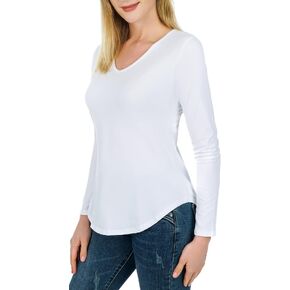 Artivaly Women's Long Sleeve V Neck T Shirts Basic Tee Tops