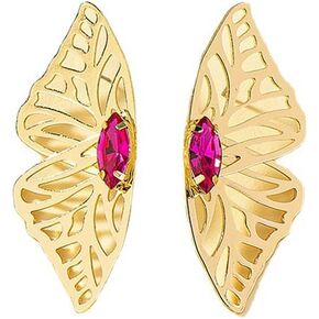 Fashion Hollow Big Butterfly Drop Dangle Earrings Gold Exaggerated Butterfly Wings Personality Stud Earrings for Women Girls in Kuwait