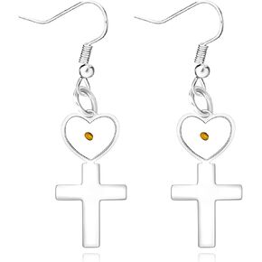 Uloveido Charms Real Mustard Seed Earrings for Women Girls, Stainless Steel Dangle Drop Earrings Y582