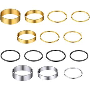 GOLDCHIC JEWELRY 3-28 pcs 1MM Midi Ring,Midi stacking Finger ring for Teens Girls, Simple Band Set for Women,Gold/Silver/Rose Gold/Black Color, Comfort Fit Size 4-10 (with Gift Box)