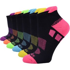 JOYNÉE 6 Pairs Women's Ankle Athletic Running Socks Performance Cushioned Low Cut Sports Socks with Heel Tab