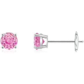 ANGARA Natural Pink Sapphire Solitaire Stud Earrings for Women Girls in 14K Solid Gold/Platinum | September Birthstone Jewelry Gift for Her | Birthday | Wedding | Anniversary