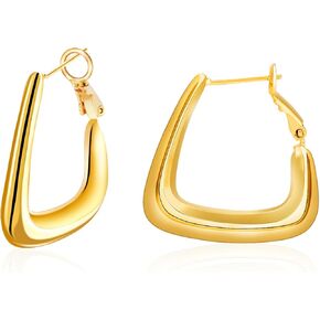 كافيتي اقراط حلقية ذهبية، اقراط حلقية مطلية بالذهب عيار 14 قيراط للبنات والنساء، اقراط ذهبية عصرية كهدية للحفلات والكريسماس in Kuwait