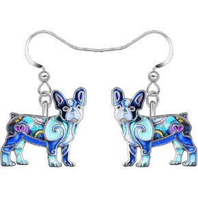 WEVENI Alloy Cute French Bulldog Earrings Dangle Pet French Bulldog Dog Jewelry Gifts for Girls Women Ladies