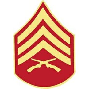 U.S. Marine Corps E-5 / Sergeant Lapel Pin or Hat Pin, Red, Gold, 1" in Saudi Arabia