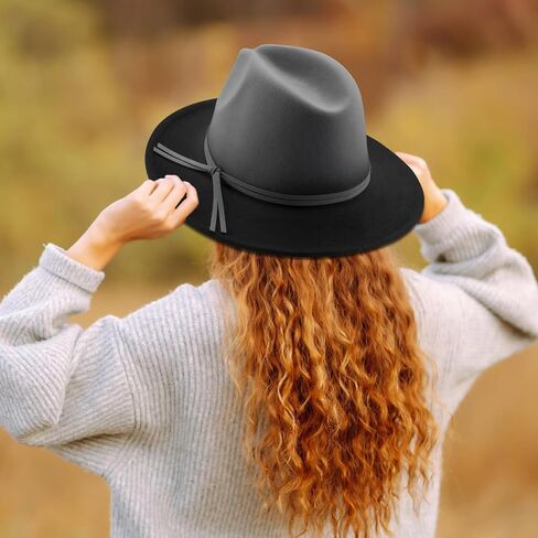 XYJKIDSES Fedora Hats for Women,Felt Fedora Hats for Womens Panama Hat Wide Brim in Kuwait