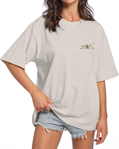 Cayxatiu Cute Cat Graphic Tees for Women Harajuku Shirt Letter Printed Oversized T Shirts Aesthetic Casual Baggy Tshirts… in Kuwait