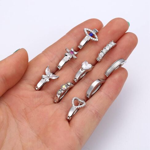 FUNRUN JEWELRY 14G الفرس البطن زر الدائري للنساء الجراحية الصلب مكعب زركونيا أوبال القلب الشر العين حلقات البطن بسيطة عكس حلقات السرة هيئة ثقب المجوهرات in Kuwait