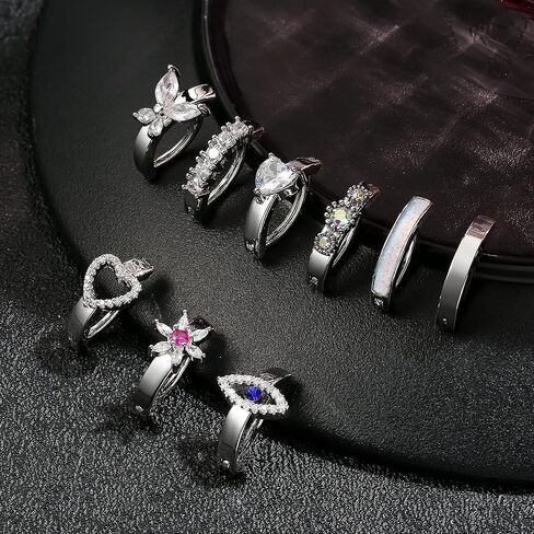 FUNRUN JEWELRY 14G الفرس البطن زر الدائري للنساء الجراحية الصلب مكعب زركونيا أوبال القلب الشر العين حلقات البطن بسيطة عكس حلقات السرة هيئة ثقب المجوهرات in Kuwait