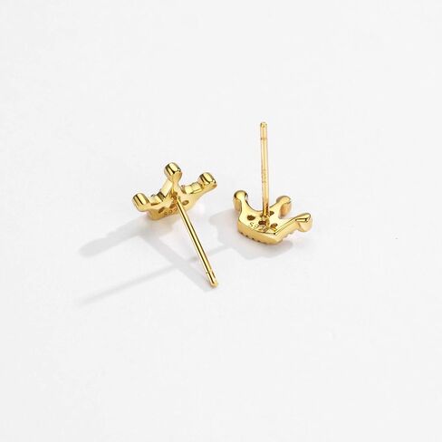 أقراط من الفضة/الذهب عيار 925 من الفضة الإسترليني CZ على شكل تاج الأميرة مع عمود فضي للفتيات in Kuwait