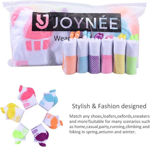 JOYNÉE 6 Pairs Women's Ankle Athletic Running Socks Performance Cushioned Low Cut Sports Socks with Heel Tab in Kuwait