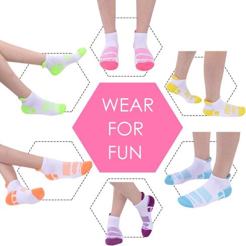 JOYNÉE 6 Pairs Women's Ankle Athletic Running Socks Performance Cushioned Low Cut Sports Socks with Heel Tab in Kuwait
