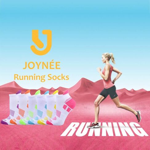 JOYNÉE 6 Pairs Women's Ankle Athletic Running Socks Performance Cushioned Low Cut Sports Socks with Heel Tab in Kuwait