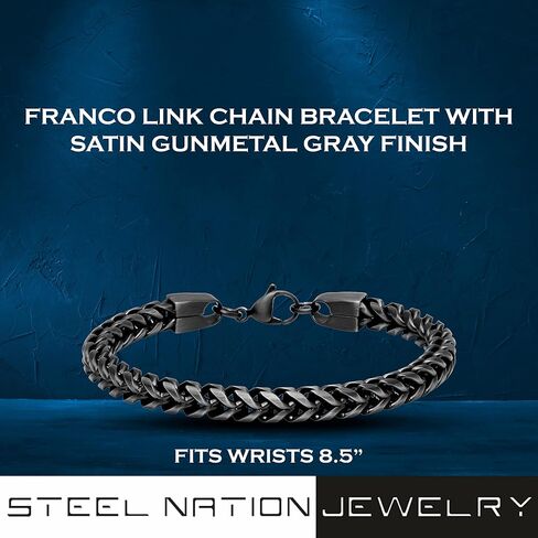 Silver-Tone Stainless Steel Franco Link Chain Bracelet in Saudi Arabia