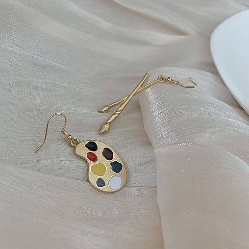 T-ztoss Personality Artist Paint Brush Earrings Unique Charm Paint Palette Dangle Earrings Colorful Painter Palette Paint Stud Earrings For Women Girls Jewelry Artist Gift Art Teacher Gifts in Kuwait