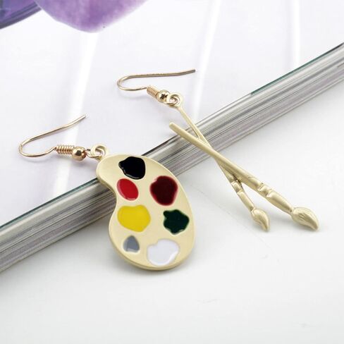T-ztoss Personality Artist Paint Brush Earrings Unique Charm Paint Palette Dangle Earrings Colorful Painter Palette Paint Stud Earrings For Women Girls Jewelry Artist Gift Art Teacher Gifts in Kuwait
