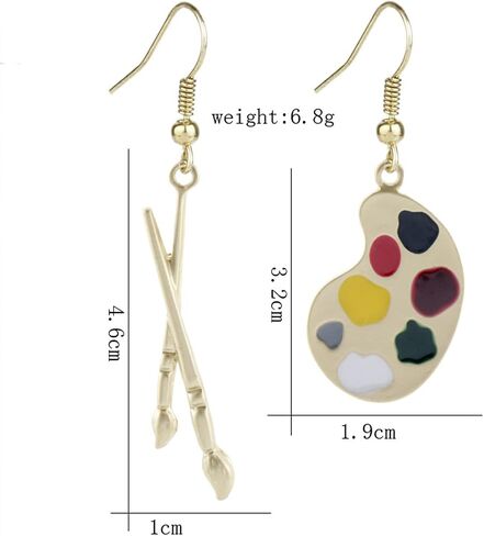 T-ztoss Personality Artist Paint Brush Earrings Unique Charm Paint Palette Dangle Earrings Colorful Painter Palette Paint Stud Earrings For Women Girls Jewelry Artist Gift Art Teacher Gifts in Kuwait