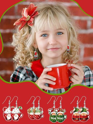 Landical 16 زوجًا من أقراط جنوم الكاكاو الساخنة لعيد الميلاد، أقراط أكريليك لعيد الميلاد، أقراط للعطلات، مجوهرات جنوم، هدية للنساء، أقراط متدلية ومتدلية للفتيات، عيد الفصح، السنة الجديدة، عيد الشكر، الهالوين in Kuwait