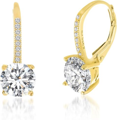 Devin Rose Sterling Silver Round Dangle Drop Bridal Leverback Earrings for Women made with Faceted Crystals in Saudi Arabia
