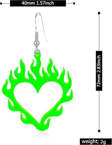 Vavhoo أحمر خفيف الوزن للهالوين أكريليك Vavhoo لهب القلب المتدلي أقراط فريدة من نوعها ساحرة مجوفة لهب الحب القلب أقراط للنساء الفتيات الأصدقاء مجوهرات هدايا الشرير in Kuwait