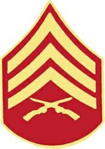 U.S. Marine Corps E-5 / Sergeant Lapel Pin or Hat Pin, Red, Gold, 1" in Saudi Arabia