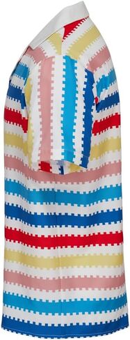 MelangCos Allan Costume Shirt Men's 80s Button Down Striped Beach Shirts Hawaiian Short Sleeves in Kuwait