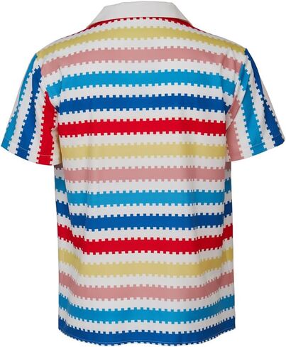 MelangCos Allan Costume Shirt Men's 80s Button Down Striped Beach Shirts Hawaiian Short Sleeves in Kuwait