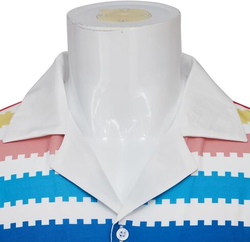 MelangCos Allan Costume Shirt Men's 80s Button Down Striped Beach Shirts Hawaiian Short Sleeves in Kuwait