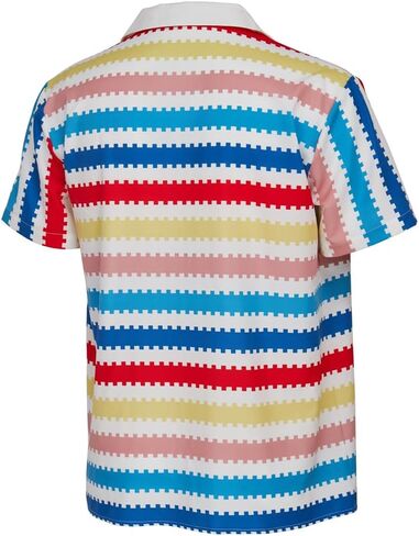 MelangCos Allan Costume Shirt Men's 80s Button Down Striped Beach Shirts Hawaiian Short Sleeves in Kuwait