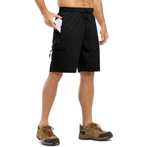 TBMPOY Men's Hiking Shorts with 5 Zip Pockets 9'' Lightweight Outdoor Work Athletic Travel Short for Men Casual Running