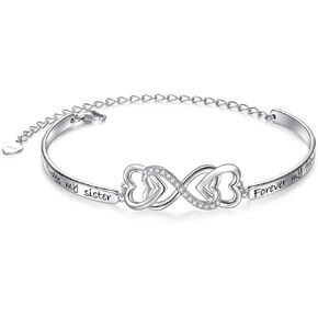 DAOCHONG 925 Sterling Silver Forever Love Heart Infinity Bracelet Jewelry for Women Teen Girls