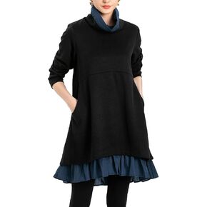 Minibee Women's Oversized Sweatshirt Dress Turtleneck Long Sleeve Tunic Tops Swing Dresses with Pockets in Kuwait