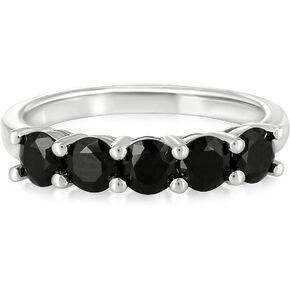 GEMISTRY Womens or Girls Sterling Silver Round Shape Gemstone Five Stone Ring|Birthstone Jewelry Gift for Her | Wedding | Anniversary | Birthday in Saudi Arabia