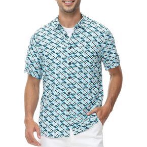 MCEDAR Mens Casual Button Down Short Sleeve Paisley Printed Summer Vintage Beach Vacation Shirts
