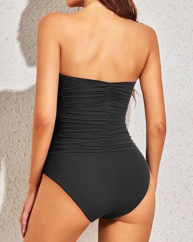 ملابس سباحة نسائية من قطعة واحدة بدون حمالات من Holipick، ملابس سباحة مكشكشة للتحكم في البطن، ملابس سباحة مكشكشة in Kuwait