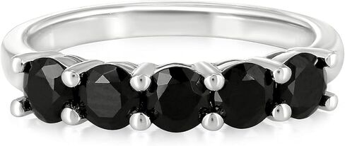 GEMISTRY Womens or Girls Sterling Silver Round Shape Gemstone Five Stone Ring|Birthstone Jewelry Gift for Her | Wedding | Anniversary | Birthday in Saudi Arabia