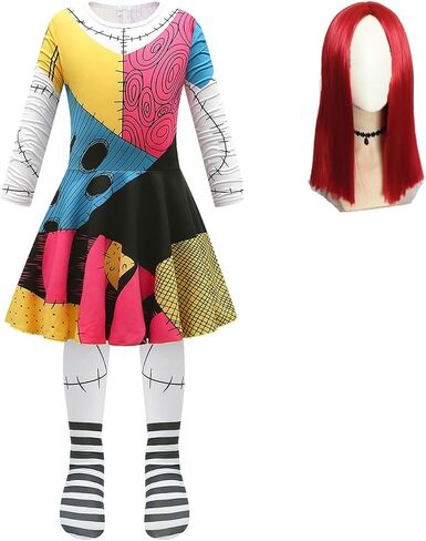 Jossicaoo Sally Costume for Girls Halloween Cosplay Dress Up with Wig 5-12 Years in Saudi Arabia