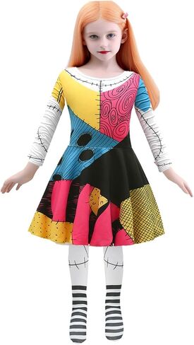 Jossicaoo Sally Costume for Girls Halloween Cosplay Dress Up with Wig 5-12 Years in Saudi Arabia
