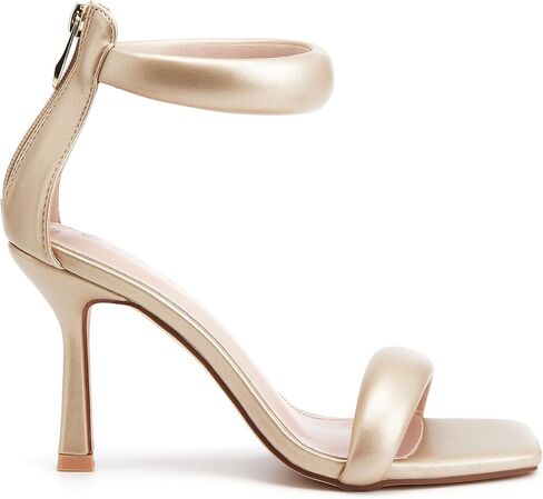 Coutgo Womens One Strap Sandals Square Toe Stiletto Heels Dress Shoes | 3.54-Inch High Heel, Open Toe, Ankle Strap, Back Zipper, Summer, Wedding, Party, Work, Casual in Saudi Arabia