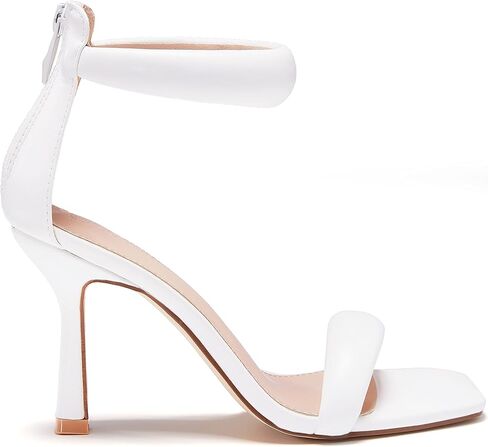 Coutgo Women's One Strap Heeled Sandals Square Open Toe Stiletto Heels Ankle Buckle Strap Summer Pump Shoes in Kuwait