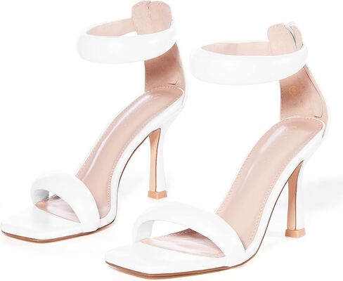 Coutgo Women's One Strap Heeled Sandals Square Open Toe Stiletto Heels Ankle Buckle Strap Summer Pump Shoes in Kuwait