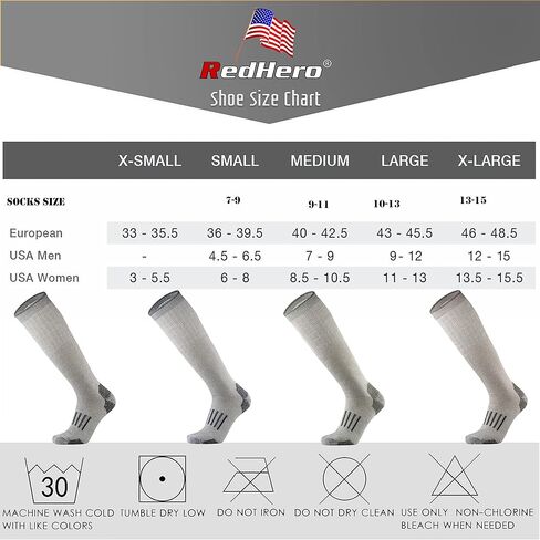 RedHero ميرينو الصوف فوق العجل الجوارب للرجال المشي لمسافات طويلة الصيد التزلج على الجليد الركبة عالية التمهيد الدافئة سميكة الطقس البارد الشتاء in Kuwait