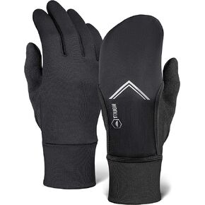 قفازات تشغيل مع شاشة تعمل باللمس - بطانات قفازات شتوية مع غطاء قفازات قابل للتحويل لكتابة الرسائل النصية وركوب الدراجات والقيادة - قفازات رياضية حرارية رفيعة وخفيفة الوزن ودافئة للطقس البارد للرجال والنساء in Kuwait