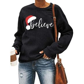 Believe Christmas Shirt Womens Believe Plaid Print Tree T-Shirt Xmas Long Sleeve Sweatshirt Holiday Shirts Tops
