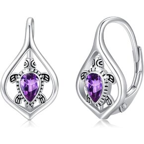 AOVEAO Turtle/Elephant/Hummingbird/Flamingo Leverback Earrings 925 Sterling Silver Cute Animal Hoop Earring Hypoallergenic Daily Jewelry Gift for Women Girls…