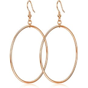 Sterling Silver/Rose Gold/Gold Plated Large Hoop Earrings Circle Dangle Drop Earrings for Women 40 50 60mm