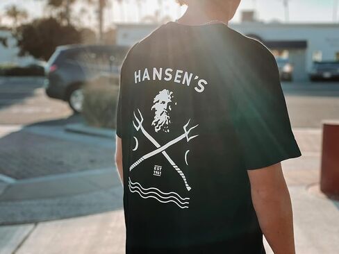 تي شيرت Hansen Surfboards Neptune للرجال لركوب الأمواج، بأكمام قصيرة، تي شيرت قطني برقبة دائرية لركوب الأمواج in Kuwait