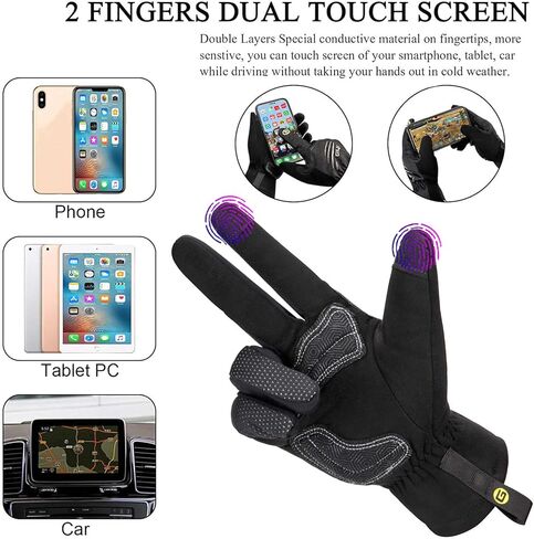قفازات ركوب الدراجات للرجال والنساء - قفازات دراجة تعمل باللمس مقاومة للماء والرياح - قفازات رياضية دافئة مبطنة بأصابع كاملة in Kuwait